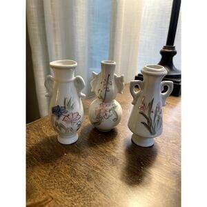 Vintage Chinese‎ Miniature Handpainted Vases, China, Set of 3 Double Gourd